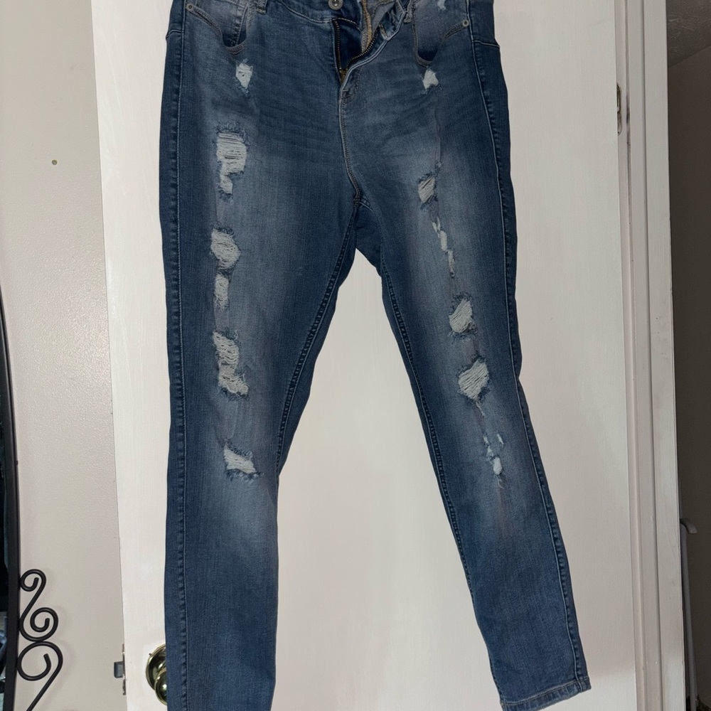 Blue Distressed Skinny Jeans